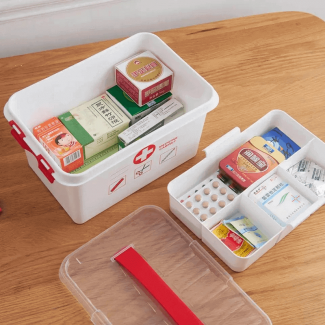 First Aid Medicine Box Large with 2 Layers, Compartments, Dustproof Lid, and Lock Price in Pakistan | LAPTAB