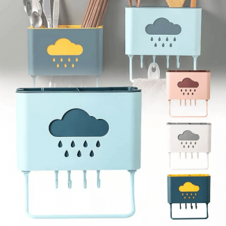Wall Mounted Cutlery Drainer with Strong Adhesive, Durable Plastic Organizer for Kitchen and Bathroom Price in Pakistan | LAPTAB