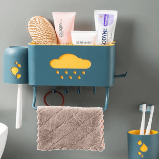 Wall Mounted Cutlery Drainer with Strong Adhesive, Durable Plastic Organizer for Kitchen and Bathroom