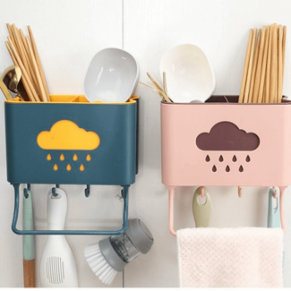 Wall Mounted Cutlery Drainer with Strong Adhesive, Durable Plastic Organizer for Kitchen and Bathroom Price in Pakistan | LAPTAB