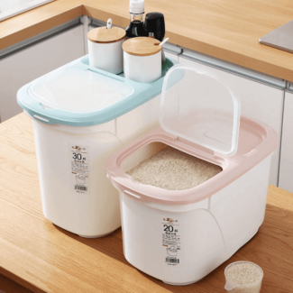 Sealed Food Storage Container 12KG, Food Grade PP, Moisture & Insect Proof with Pulley Design