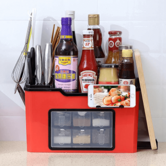 Multi-function Kitchen Rack Condiment Storage Box for Spices, Knives, and Flatware Organizer Price in Pakistan | LAPTAB