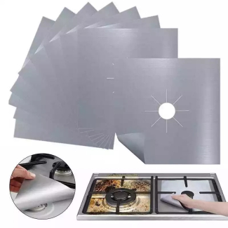 Stove Shield Paper 4 pcs Reusable Aluminum Foil Gas Hob Burner Protector Price in Pakistan | LAPTAB