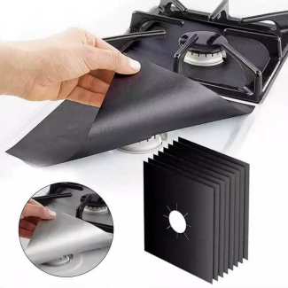 Stove Shield Paper 4 pcs Reusable Aluminum Foil Gas Hob Burner Protector Price in Pakistan | LAPTAB