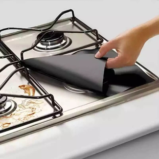 Stove Shield Paper 4 pcs Reusable Aluminum Foil Gas Hob Burner Protector Price in Pakistan | LAPTAB