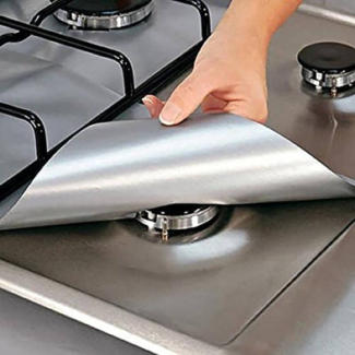 Stove Shield Paper 4 pcs Reusable Aluminum Foil Gas Hob Burner Protector Price in Pakistan | LAPTAB