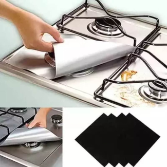 Stove Shield Paper 4 pcs Reusable Aluminum Foil Gas Hob Burner Protector Price in Pakistan | LAPTAB