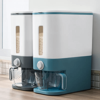 Rice Dispenser with Measuring Cup, 12kg Capacity, BPA-Free, Airtight Food Storage Container