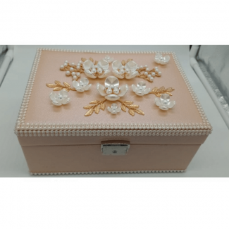 Fancy Jewelry Organizer Box with Embossed Flower Design, Soft Interior for Rings, Necklaces, Bracelets, Earrings Storage Price in Pakistan | LAPTAB