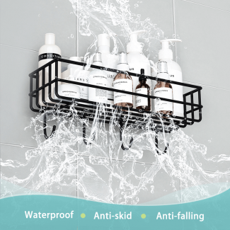 Self-Adhesive Aluminum Iron Wall Shelf with Hooks for Bathroom Storage, No Drill Needed Price in Pakistan | LAPTAB