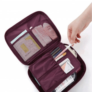 Travel Cosmetic Makeup Organizer Bag with Multiple Compartments, Waterproof Nylon, Foldable for Travel and Toiletries Storage Price in Pakistan | LAPTAB
