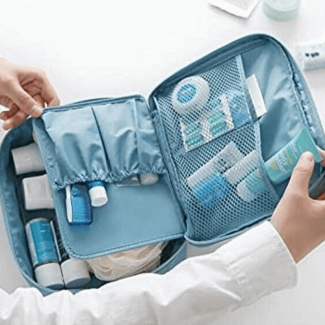 Travel Cosmetic Makeup Organizer Bag with Multiple Compartments, Waterproof Nylon, Foldable for Travel and Toiletries Storage Price in Pakistan | LAPTAB