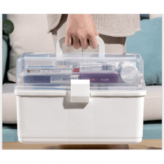 Multilayer Plastic Medicine Storage Box with 3 Compartments, Dustproof Lid, and Lock Price in Pakistan | LAPTAB