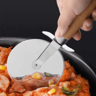 Wooden Handle Pizza Cutter with Stainless Steel Blade, Comfortable Grip, Dishwasher Safe Price in Pakistan | LAPTAB