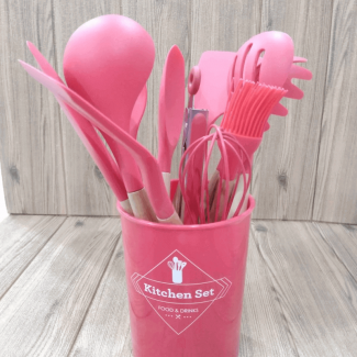 11-Piece Non-Stick Silicone Spatula Set with Acacia Wood Handles and Holder Price in Pakistan | LAPTAB