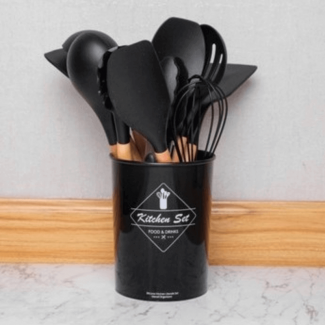 11-Piece Non-Stick Silicone Spatula Set with Acacia Wood Handles and Holder Price in Pakistan | LAPTAB
