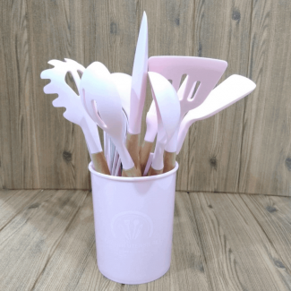 11-Piece Non-Stick Silicone Spatula Set with Acacia Wood Handles and Holder Price in Pakistan | LAPTAB