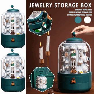 360 Degree Rotary Jewelry Box with 5 Drawers, 39 Hooks, Dust-Proof Storage Organizer Price in Pakistan | LAPTAB
