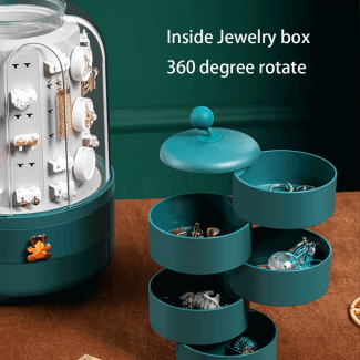 360 Degree Rotary Jewelry Box with 5 Drawers, 39 Hooks, Dust-Proof Storage Organizer Price in Pakistan | LAPTAB