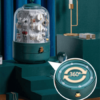 360 Degree Rotary Jewelry Box with 5 Drawers, 39 Hooks, Dust-Proof Storage Organizer Price in Pakistan | LAPTAB