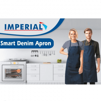 Imperial Smart Denim Apron with Front Pocket, Adjustable Size for Kitchen Use