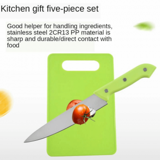 5 pcs Kitchen Knife Set with Cutting Board Stainless Steel Blades and Scissors Price in Pakistan | LAPTAB
