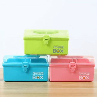 Plastic Storage Box with 3 Layers, Transparent Dustproof Lid, Lock Seal, Portable Organizer