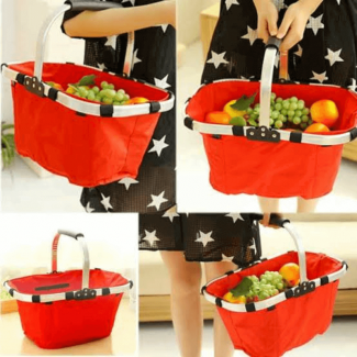 Foldable Basket with Aluminum Frame, Large Capacity, Waterproof, Portable for Shopping and Picnic Price in Pakistan | LAPTAB
