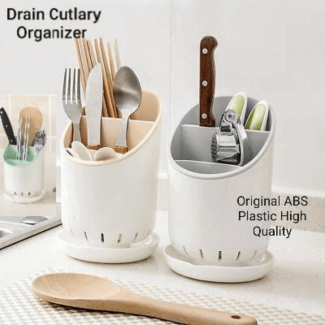 Spoon Holder Drain Cutlery Organizer with Dual Layer Design for Drying and Storage