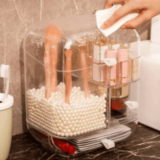 3 Section Acrylic Cosmetic Organizer Box with Clear Wide Compartments for Makeup Storage Price in Pakistan | LAPTAB