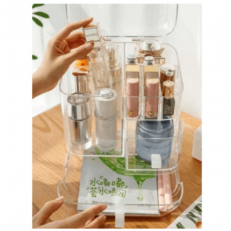 3 Section Acrylic Cosmetic Organizer Box with Clear Wide Compartments for Makeup Storage Price in Pakistan | LAPTAB