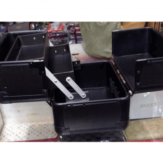 Unisex Professional Makeup Box with Faux Suede Interior, Key Lock, Portable Vanity Case