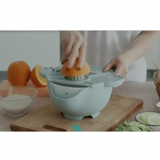 6 in 1 Vegetable Cutter and Drain Basket with 4 Slicer Blades, Grater, and 2000ml Bowl Price in Pakistan | LAPTAB