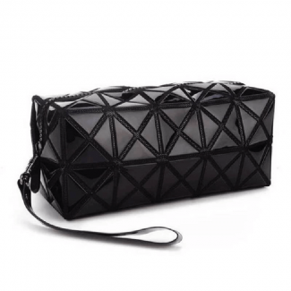 Geometric Design PVC Makeup Pouch with Foldable Shapes, PU Leather, Zipper Closure Price in Pakistan | LAPTAB