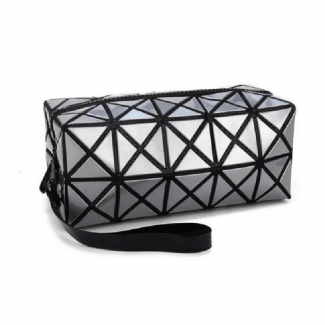 Geometric Design PVC Makeup Pouch with Foldable Shapes, PU Leather, Zipper Closure Price in Pakistan | LAPTAB