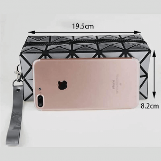 Geometric Design PVC Makeup Pouch with Foldable Shapes, PU Leather, Zipper Closure Price in Pakistan | LAPTAB