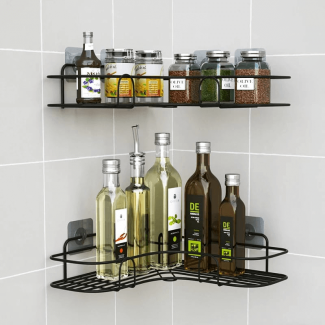 Self-Adhesive Iron Wall Corner Shelf for Bathroom and Kitchen Storage, Waterproof and Rustproof