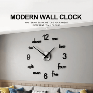 DIY 3D Modern Acrylic Wall Clock Large with English Letters and Numbers, Battery Operated Price in Pakistan | LAPTAB