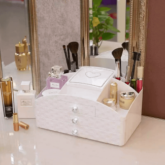 Korean Display Drawer Cosmetic Organizer with Mirror, 4 Layers and 3 Drawers, Large Capacity Price in Pakistan | LAPTAB