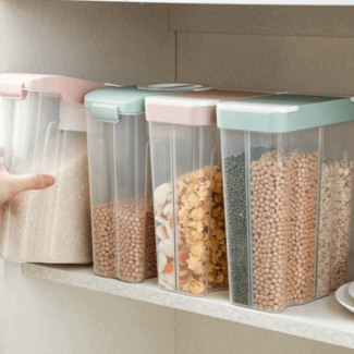 1-4 Grid Clear Kitchen Storage Container with Airtight Lids and Dispensers, BPA-Free