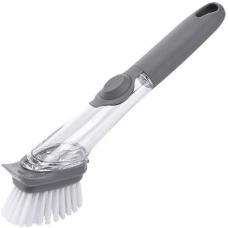 Long-handled Detachable Liquid Washing Dishes Brush - Grey