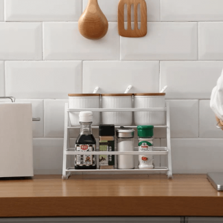 2-Tier Kitchen and Bathroom Organizer Rack, Rustproof ABS, 26x18x18cm, No Assembly Price in Pakistan | LAPTAB