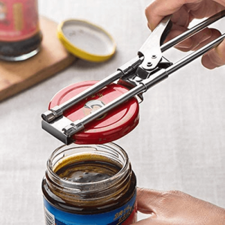 Adjustable Stainless Steel Can Opener with Secure Grip for Jars and Bottles