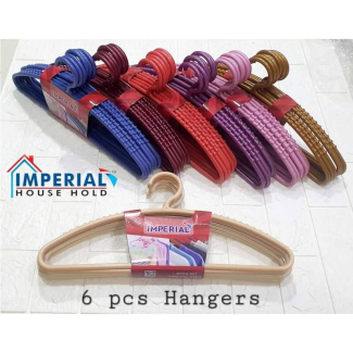 Durable Pack of 6 Luxurious Plastic Cloth Hangers with Anti-Rust Hooks Price in Pakistan | LAPTAB