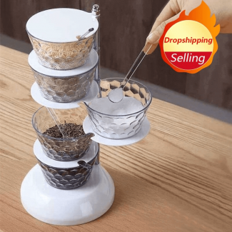 Kitchen Crystal Rotatable Seasoning Box - 5 Layer Spice Organizer Price in Pakistan | LAPTAB