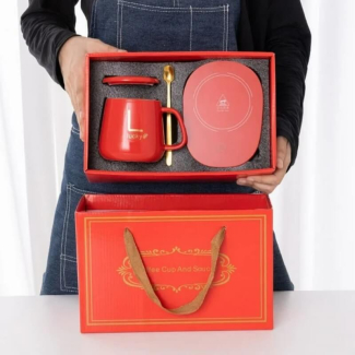 Ceramic Mug with Temperature Control Plate - Red Color, Eco-Friendly Design Price in Pakistan | LAPTAB