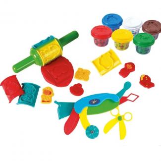 Creative Roll and Shape Clay Tool Set with 6 Dough Pots for Kids Price in Pakistan | LAPTAB