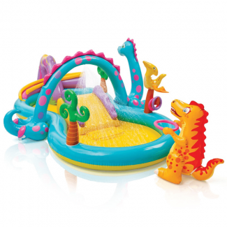 Dino Land Inflatable Swimming Pool with Dino Hoops and Fun Balls for Kids Price in Pakistan | LAPTAB