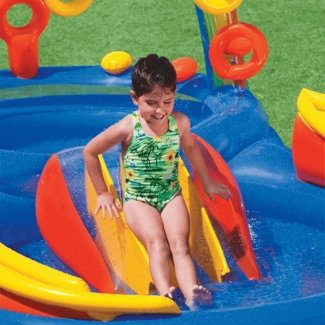 Kids Rainbow Ring Inflatable Swimming Pool with Sprayer and Play Balls Price in Pakistan | LAPTAB