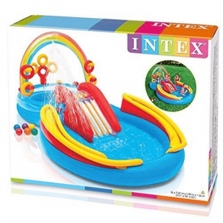 Kids Rainbow Ring Inflatable Swimming Pool with Sprayer and Play Balls Price in Pakistan | LAPTAB
